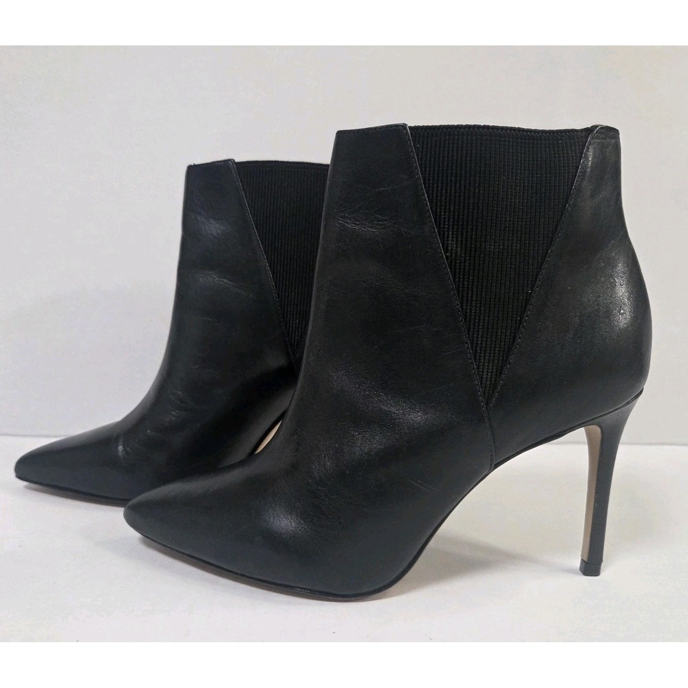 Schutz Womens 8.5 Black Leather Pointed Toe Stiletto Heel Ankle Boots Booties